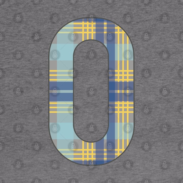 Monogram Letter O, Blue, Yellow and Grey Scottish Tartan Style Typography Design by MacPean